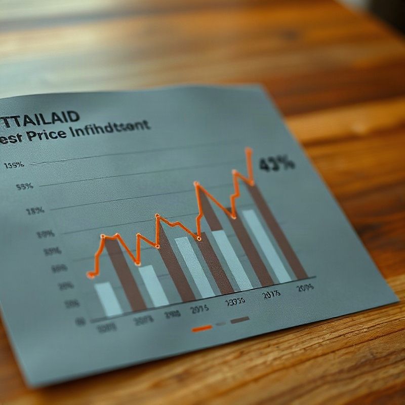 Close-up of a printed Thai consumer price index chart on slate-grey paper